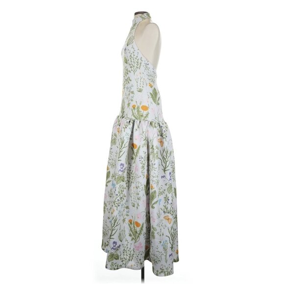 NWT Ashley Stambouli Garden Gown in White Floral Neoprene Halter Dress S - Picture 5 of 11